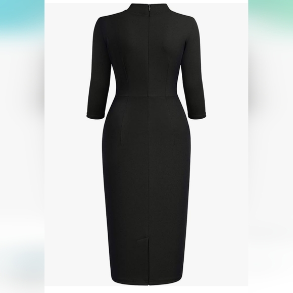 NWT Women's Miusol Retro Half Collar Ruffle 2/3 Sleeve Cocktail Pencil Dress - Picture 9 of 12